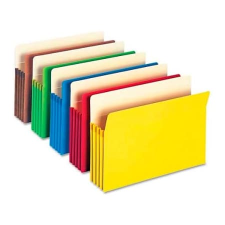 Smead Smead 3-1/2" Accordion Expansion Colored File Pocket, Straight Tab, Lgl, Asst, 5/Pack 74892